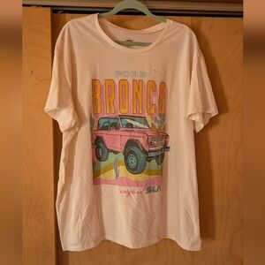 Ford Bronco Women's Oversized T-Shirt Dress - Pink and White